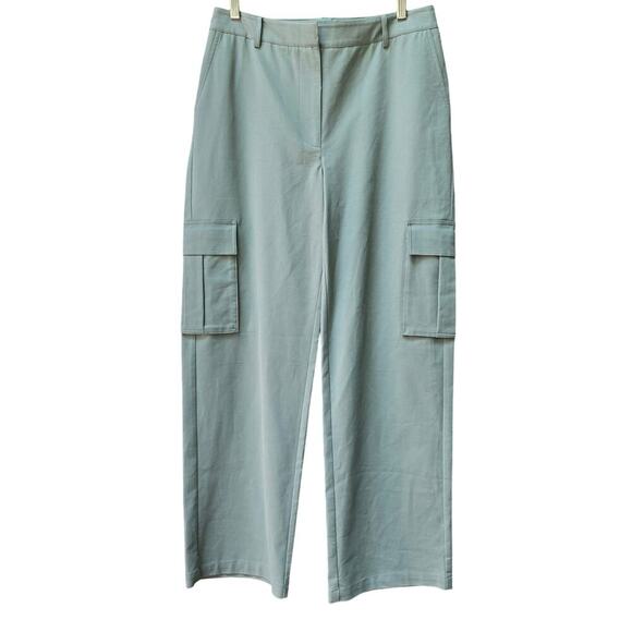 NWOT Nordstrom Womens Green Wide-Leg Cargo Pants 10 Stretch Utility Gorpcore - Picture 1 of 11